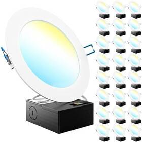 Sunco 810047883333 24 Pack 6 Inch Ultra Thin Led Recessed Ceiling Lights Smooth Trim Selec
