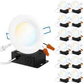 Sunco Lighting 689997911614 12 Pack 4 Inch Ultra Thin Led Recessed Ceiling Lights Baffle Trim Cct