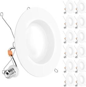 Sunco Lighting 726630038755 12 Pack Retrofit Led Recessed 6 Inch 5/6 5000k Daylight