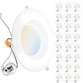 5cct Sunco Lighting 810000072088 24 Pack Retrofit Led Recessed 6 Inch 3000k/4000k/5000k/6