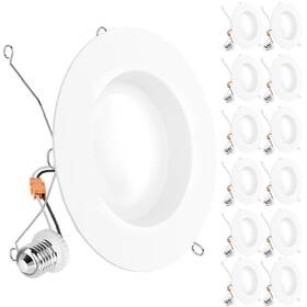 Sunco Lighting 810047884330 12 Pack Retrofit Led Recessed 6 Inch 6000k Daylight Deluxe D