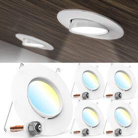 Sunco Lighting 810047884477 4 Pack Led Can Lights Eyeball Retrofit Gimbal 5/6 Inch Recessed