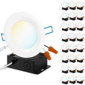 Sunco Lighting 810047884644 24 Pack 4 Inch Ultra Thin Led Recessed Ceiling Lights Baffle Trim Sel