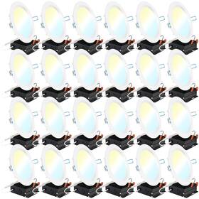 Sunco Lighting 810047889380 24 Pack 6 Inch Ultra Thin Led Recessed Ceiling Lights Baffle Trim Sel