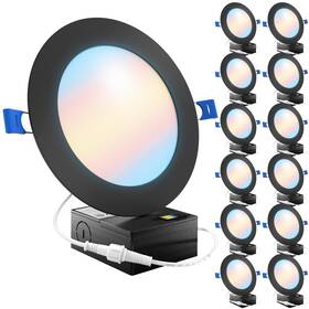 Sunco Lighting 840360600355 12 Pack 6 Inch Ultra Thin Led Recessed Ceiling Lights Slim Selectable