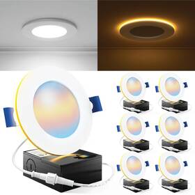 Sunco Lighting 840360600959 6 Pack 4 Inch Ultra Thin Led Recessed Ceiling Lights Slim With Night Li