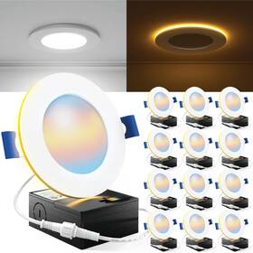 Sunco Lighting 840360600966 12 Pack 4 In Led Recessed Lights With Night Light Dimmable Selectable Cct Strong