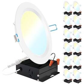 Sunco Lighting 840360603509 12 Pack 6 Inch Ultra Thin Led Recessed Ceiling Lights Baffle Trim Sel