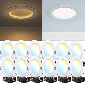 Sunco Lighting 840360607187 12 Pack 6 Inch Ultra Thin Led Recessed Ceiling Lights Slim Night Light