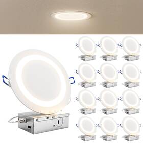 Sunco Lighting 840360615694 12pack 6inch Led Slim Canless Ceiling Lights 900 Lm Dimmable Selectable Cct