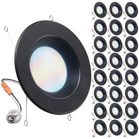 5cct Sunco Lighting Dl Bf6-bk-2750k-24pk 24 Pack Black Led Recessed 6 Inch