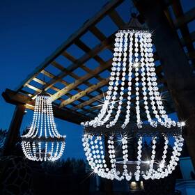 Sunnypark 744759595195 Hanging Solar Lantern Outdoor 28 Inch Modern Crystal Acrylic Chandelier With 30 Coo