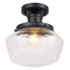Ym-c16-1505 Sunpez 10 Inch W 1-light Semi-flush Mount Ceiling Light Fixture With Seeded Glass