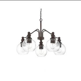 F29005-64 Sunset 5-light Chandelier With Clear Seeded Glass Globe Shades Provincial Bronze F