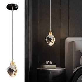 Sxtiger 715748750970 Pendant Light 3 Color Led Crystal Adjustable Height Gold Ceiling H