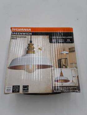 Sylvania 046135606694 Greenwich Ceiling-mount Fixture White/copper With A19 Bulb Included