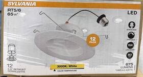 Sylvania 046135623042 12 Pack Rt5/6 Inch 65 W Retrofit Downlights Dimmable Led Recessed