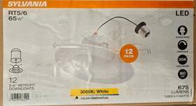 66329 Sylvania 12 Pack 5 Inch -6 65 W Retrofit Downlights Dimmable Led Recessed Wet 3000k