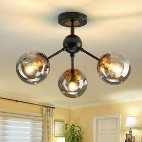 Szxykeji Y-1008 3light Chandelier Vintage Semi Flush Mount Ceiling Light Fixture With Glass