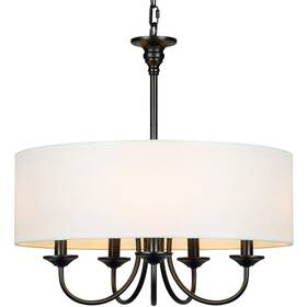 Tac093h5 T&a Talent And Art Traditional 5-light Chandelier With White Linen Drum Shade 20 Simple Chain P