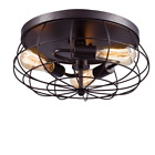 T7008-3cu-ob Yobo Lighting Oil Rubbed Bronze Flush Mount Ceiling 735980992617