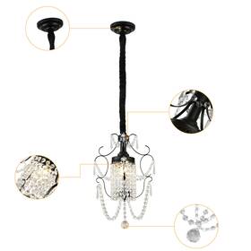 Tbvechi 614042807987 Elegant Small Crystal Chandelier Led Pendant Light Fixture Black Hanging Lamp