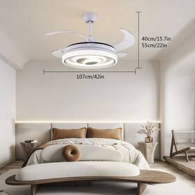 Bt286 Tbvechi 42ftft Ceiling Fan With Lights Remote Control Retractable 3 Color New