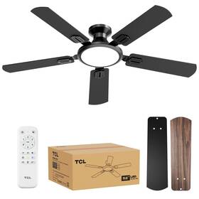 Hfsb-60000ad-b Tcl 52 Inch Low Profile Ceiling Fan With Light Slim Black Flush