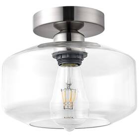 1013c-n Tehenoo Semi Flush Mount Ceiling Light Clear Glass Shade E26 Socket Brushed