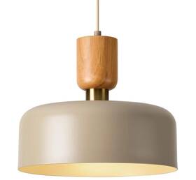 Bsm-2130p-bn Tehenoo Contemporary Pendant Light 12 Inch Brown Wood Cap Brass Accent Ceiling Hanging Fixtu
