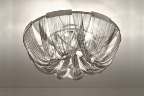 P3986-09di Terzani Soscik Flush Mount Nickel Flushmount Chandelier Medium