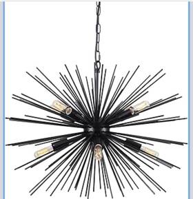 Y12064bl Tescruant 24 Inch Black Sputnik Chandelier Vintage 4-lights Geometric Starburst