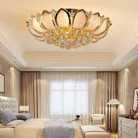 Tfcfl 738630107362 Modern Dimmable Crystal Chandelier 23.5 Luxury Flush Mount Led Ceiling Lamp