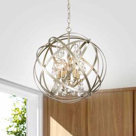 The Lighting Store 797698399942 Benita Champagne Metal And Crystal Orb 5-light Chandelier Brushed