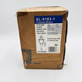Sl-9183-1 Thomas Lighting 020389150783 Lightning Polished Brass Coach Lantern With Beveled Clear Glass