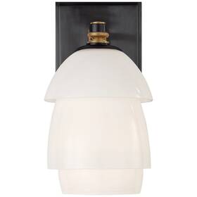 Tob2111hab-hab Thomas Obrien O Brien Whitman Wall Scone Light Bronze And Brass With White Glass Shade 729