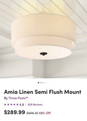 Xb-sf1289-bs Three Posts/wayfair Semi Flush Mount 20 1/2 Ceiling Light Double Drum Matte Brass With Linen Shade