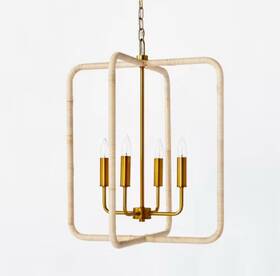 0047 Threshold 702992887491 Studio Mcgee Rattan Lantern Ceiling Pendant 4-light Brass Chandelier