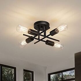 Tipace Semi Flush Mount Ceiling Light 4 Lights Black Close To