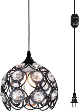 Tislyco 445002754705 Plug In Crystal Chandelier Pendant Light With Switch 13ft Cord Hanging Lamp
