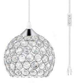 Tislyco 894702001207 Plugin Crystal Chandelier Lighting With Long Cord 13.12ft And On/off