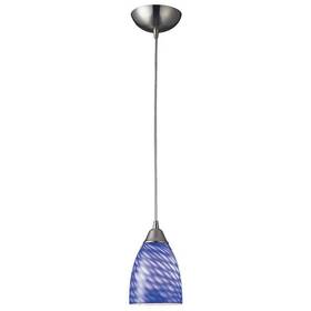 Tn-5162 Titan Lighting Arco Baleno 1-light Satin Nickel Pendant With Sapphire Glass Shade