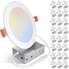 Tjoy 313110470411 24pack 6 Inch 12-watt Dimmable Ultra-thin Led Recessed Downlight With Junction Bo