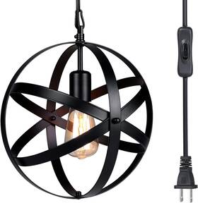 Tomshine 791327808799 Retro Industrial Pendant Light Adjustable Plug-in Spherical Chandelier