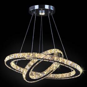 Tonglan 710731017078 Led Chandelier Modern Contemporary 2 Rings Pendant Light Adjustable Stainless