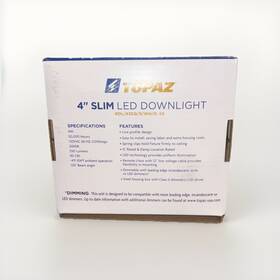 Topaz Rdl/433sq/9/wh/d-50 4 Inch Slim Led Downlight Square Dimmable White 3000k 550 Lumens