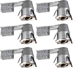 E-18263 Torchstar 6 Pack 4 Inch Remodel Can Gimbal Trim Kit Air Tight Aluminum Ic Housing