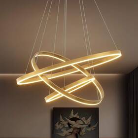 Tozing 602397003383 31 Inch 3-light Modern Gold Geometric Led Chandelier For Bedroom And Kitchen