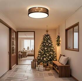 Xdd380-bl Tozing 15 Inch Black Led Star Cloth Cover Flush Mount Ceiling Light Fixture With Remote