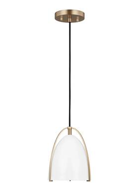 6151801-848 Trendy Lighting Norman 1-light Mini Pendant Satin Brass White Shade